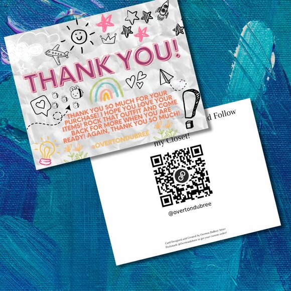 'Punk Doodle' Personalized to You Thank You Cards - Picture 1 of 10